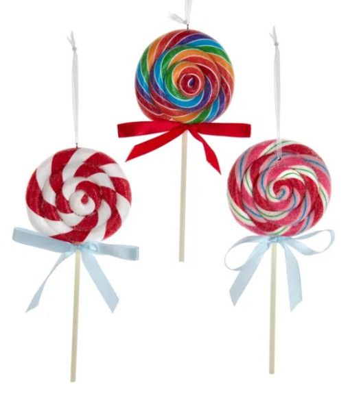 Ornement, Sucette spirale, rouge blanc et rose