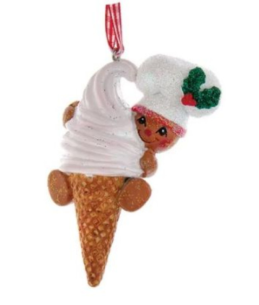 Ornament, Gingerbread Boy with Ice Cream Cone