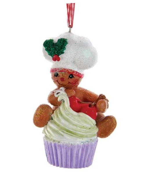 Ornament, Gingerbread Boy with Cupcake