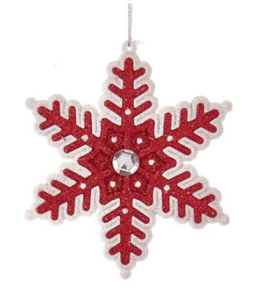 Tree Ornament, Red and White Candy Cane Snowflake