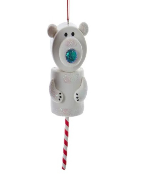 Ornament, Marshmallow polar bear on a stick