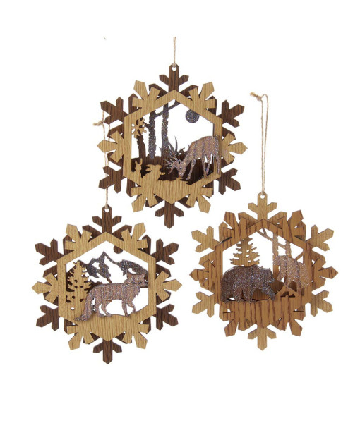 Ornement couronne en bois avec cerf