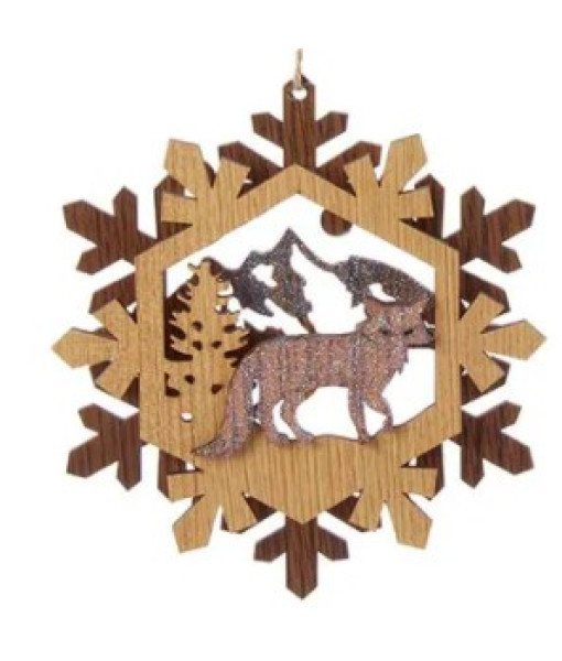 Wooden Wreath with Fox Ornament