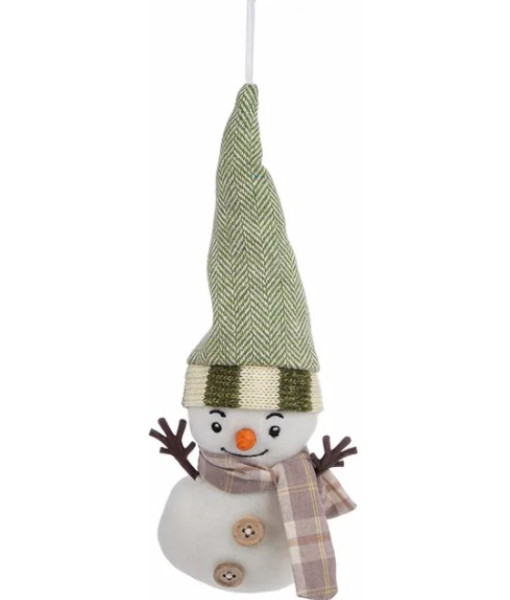 Ornament, Snow man with scarf and herring bone toque.