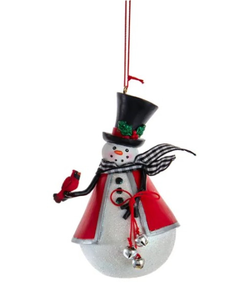 Cozy Snowman with Bells Ornament