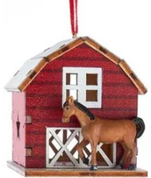 Barn with Horse Ornament