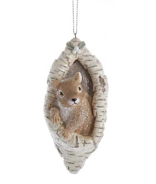 Squirrel in Bark Tree Ornament