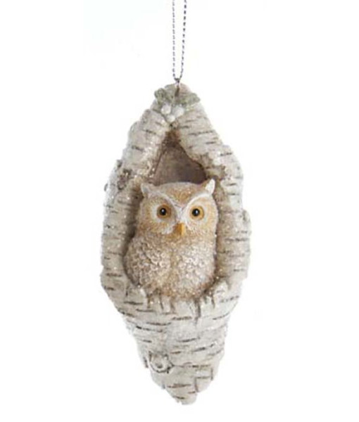 Owl in Bark Tree Ornament