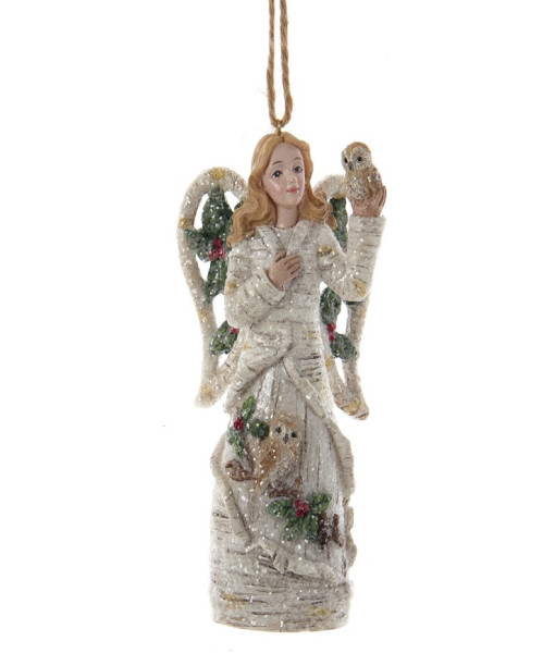 Birch Berry Angel with Owl Ornament