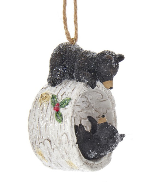 Ornament, Bear cubs playing on Birch Trunk