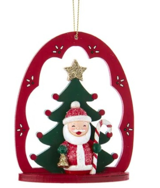 Traditional German Design Red Arch with Santa, Ornament