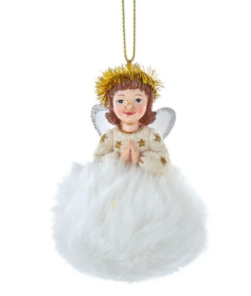 Brunette Angel on Cloud Ornament