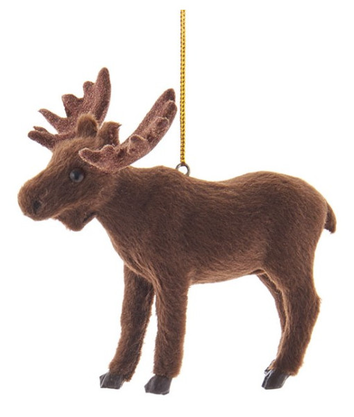 Furry Brown Moose Ornament