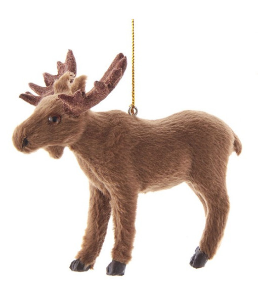 Furry Light Brown Moose Ornament
