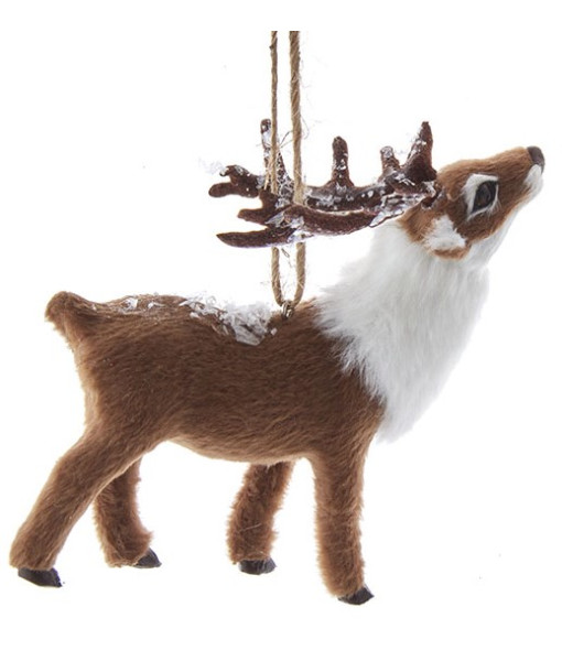 Furry Deer with Snow Onament