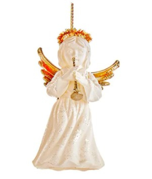 White and Gold Angel with Trumpet