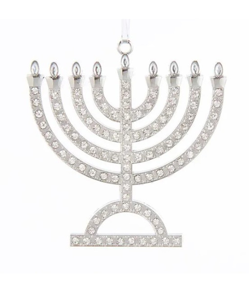 Tree ornament, Silver Hanukkah menorah