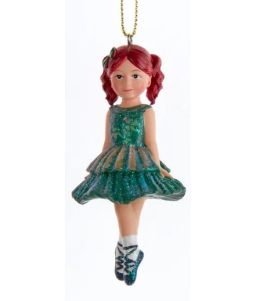 Tree ornament, Irish traditional dancer, colleen, with red hair