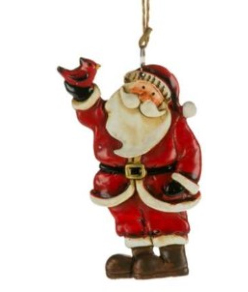 Santa with Cardinal Ornament