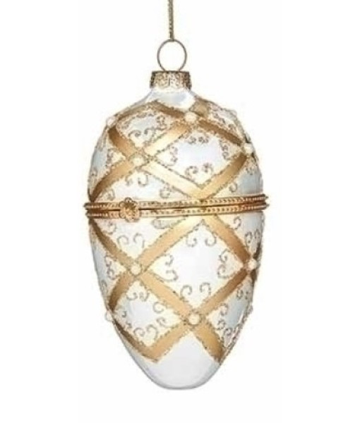 Faberge White/gold Glass Ornament