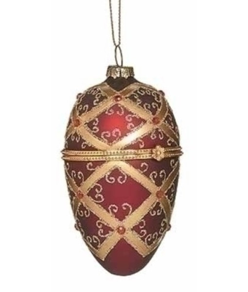 Faberge Red/gold Glass Ornament