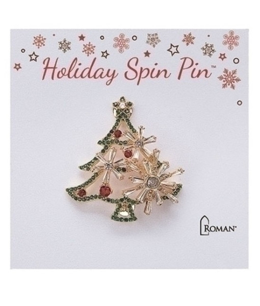 Christmas Tree brooch, with spinning ornaments