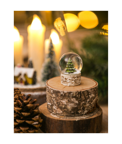 Décor de table, mini globe d’eau avec pin