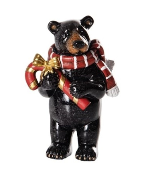 Table ornament, black bear figurine in ceramic.