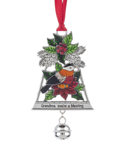 Zinc Cardinal Ornament, with Grandma message