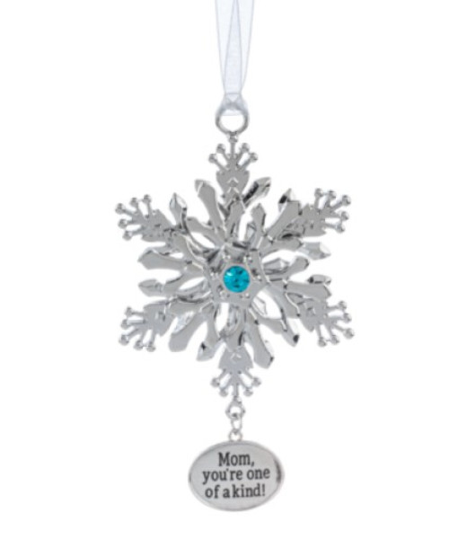 Zinc snowflake ornament with message for Moms