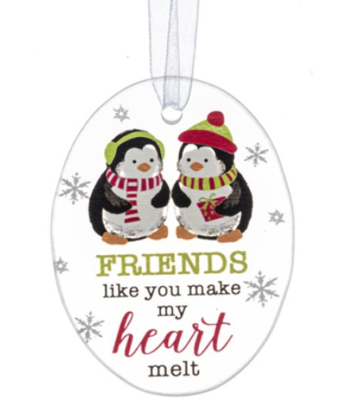 Ornament with Penguins and Friendship Message