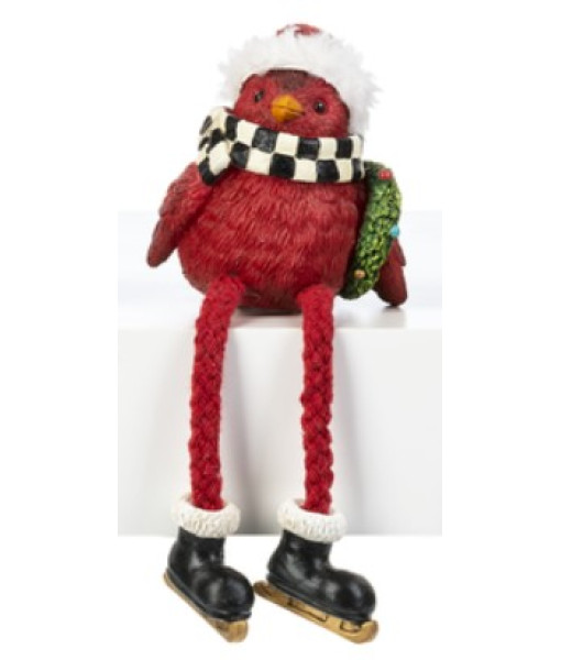 Cozy cardinal with checkered scarf, table decoration, 4