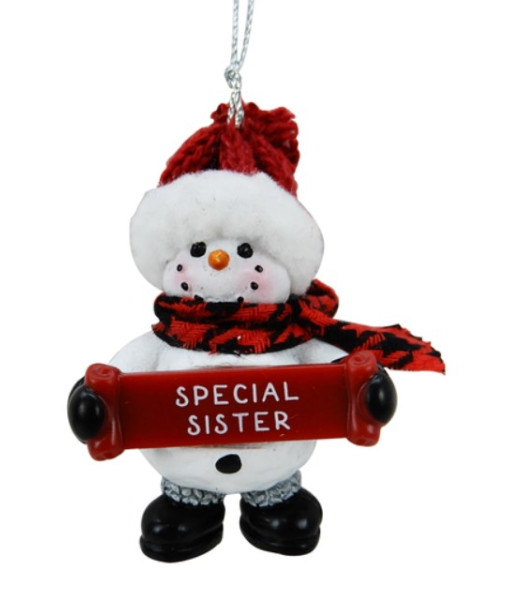Snowman with banner, message, 