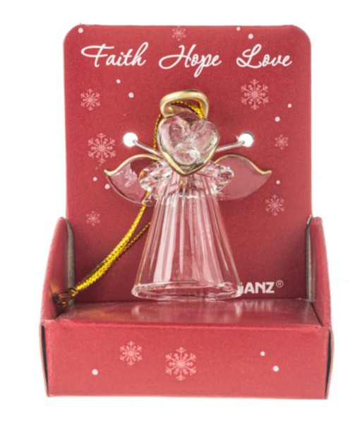 Ange avec cœur, Ornement en acrylique transparent