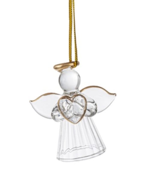 Ange avec cœur, Ornement en acrylique transparent