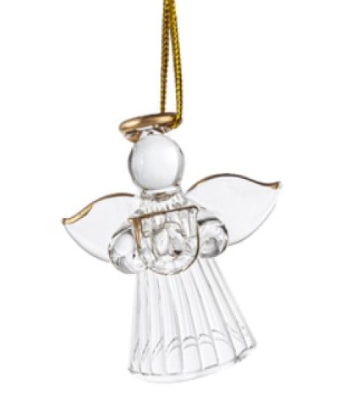 Ange avec harpe, décoration en acrylique transparent