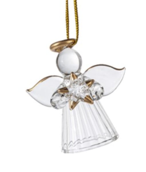 Ange avec une étoile dorée, décoration en acrylique transparent
