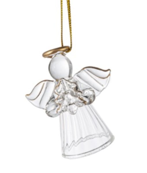 Ange avec un sapin de Noël, décoration en acrylique transparent