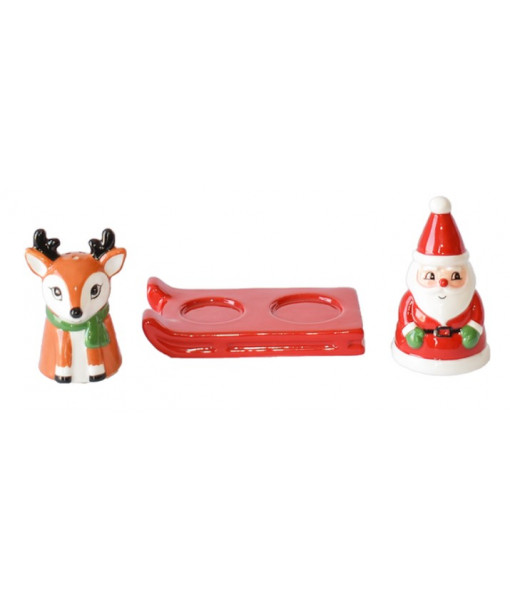 Santa and Reindeer on a Sleigh Salt and Pepper Shakers