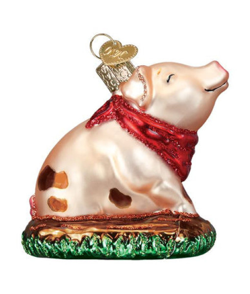 Pink Piggy Glass Ornament