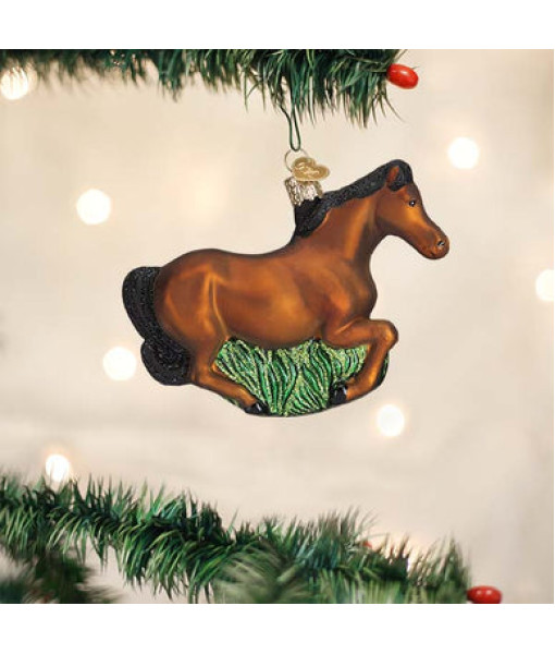 Brown Mustang Glass Ornament