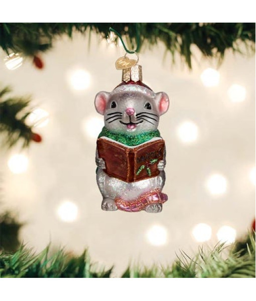 Glass Ornament, Caroling Mouse