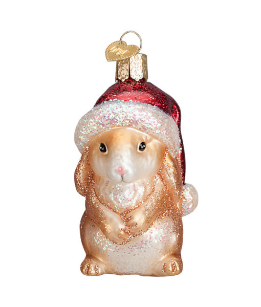 Christmas Bunny Glass Ornament