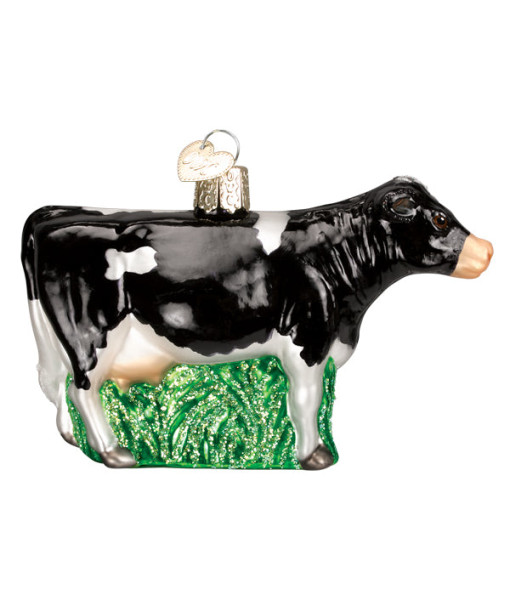 Glass Ornament, Black and white Dairy cow