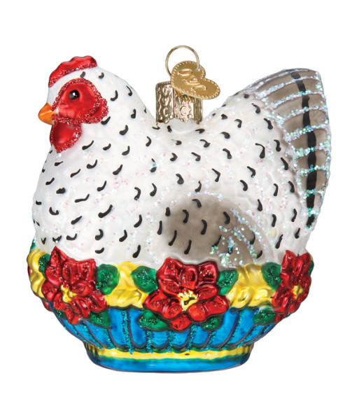 French Hen Glass Ornament