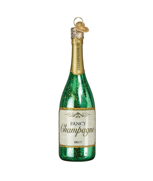 Champagne Bottle Glass Ornament