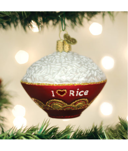 Bowl Of Rice Glass Ornamente