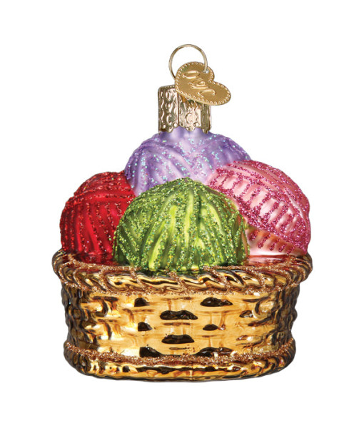 Basket Of Yarn Glass Ornament