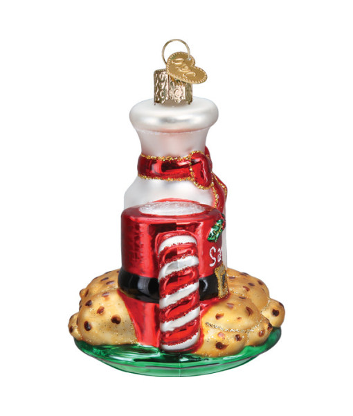 Santa's Milk and cookies Glass Ornament
