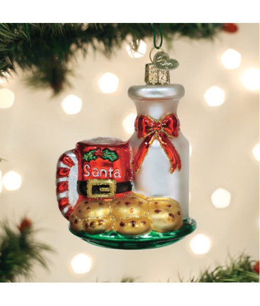 Santa's Milk and cookies Glass Ornament